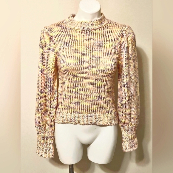 All in Favor Sweaters - All in Favor Pink and Yellow Cowl Neck Sweater with Chunky Knit